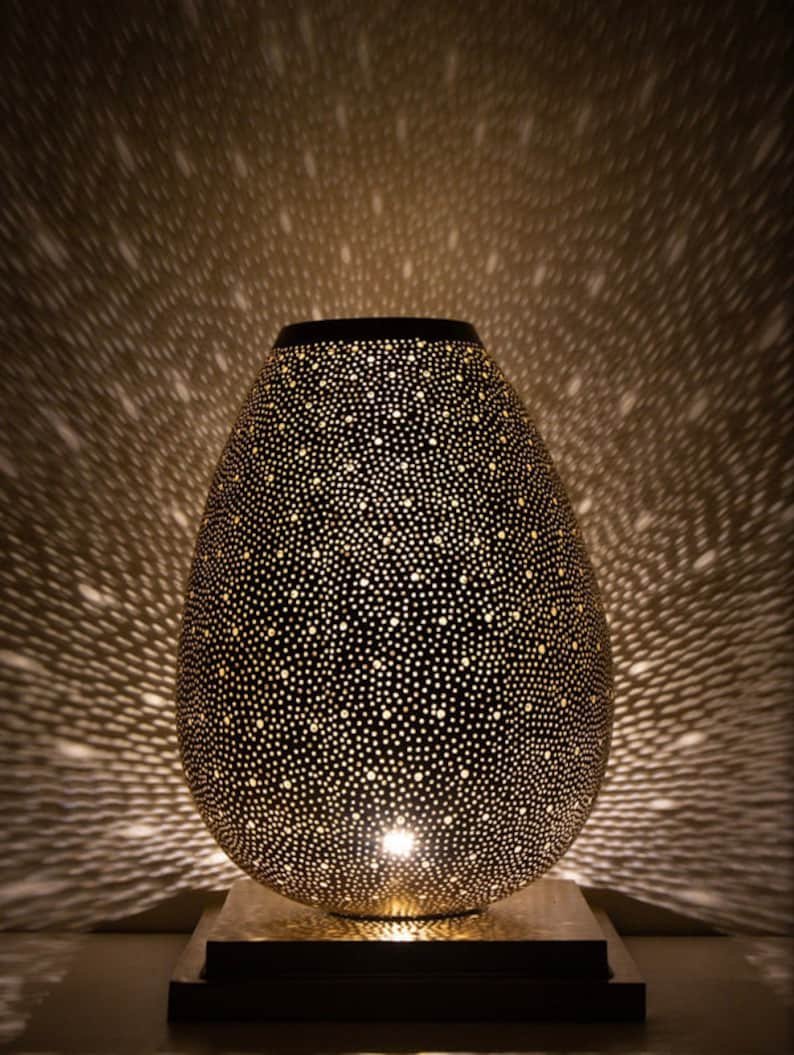 Handmade Moroccan Brass Table Lamp – Modern Small Table Lamp