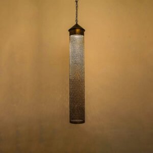 Tall Moroccan Brass Cylinder Pendant Light