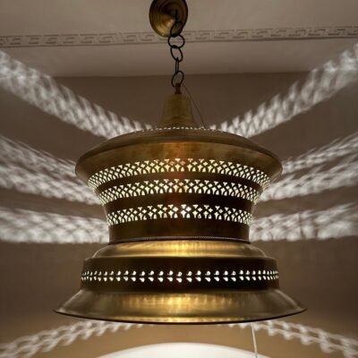 Moroccan Brass Pendant Light with Dramatic Shadow Patterns
