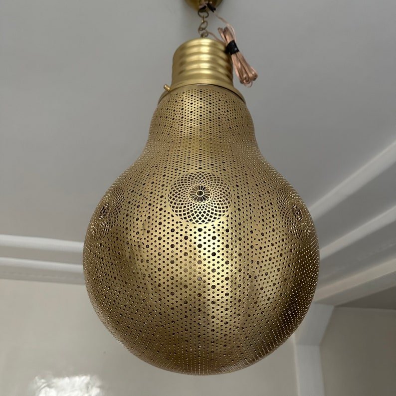 Moroccan Brass Pendant Light with Warm Ambient Glow