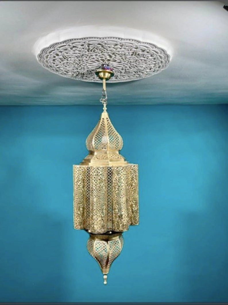 Luxury Moroccan Brass Chandelier Pendant – Handcrafted Ceiling Light Fixture