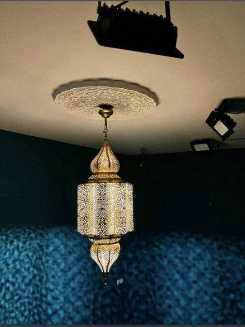 Luxury Moroccan Brass Chandelier Pendant – Handcrafted Ceiling Light Fixture