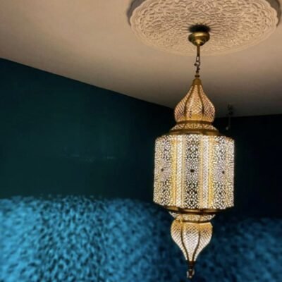Luxury Moroccan Brass Chandelier Pendant – Handcrafted Ceiling Light Fixture