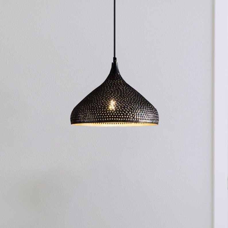 Black Hammered Ceiling Light - Pendant Light, Hanging Lamp, Light Fixture Décor