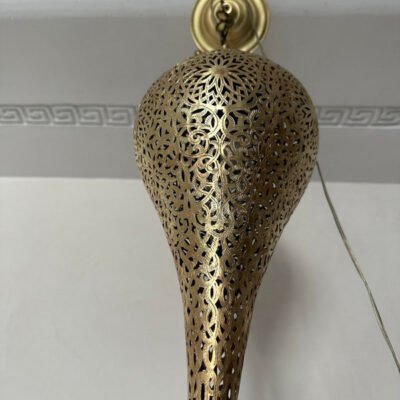 Handmade Moroccan Brass Teardrop Wall Lamp – Pierced Shadow Light Fixture