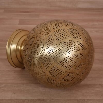 Moroccan Brass Pendant Light – Diamond Pattern Ceiling Lamp, Handmade Globe Light, Arabic Boho Hanging Lantern, Brass Shadow Fixture