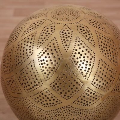 Moroccan Brass Pendant Light – Diamond Pattern Ceiling Lamp, Handmade Globe Light, Arabic Boho Hanging Lantern, Brass Shadow Fixture