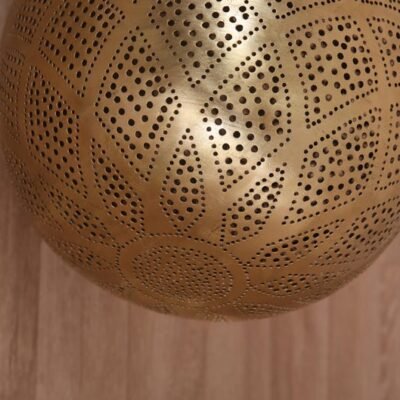 Moroccan Brass Pendant Light – Diamond Pattern Ceiling Lamp, Handmade Globe Light, Arabic Boho Hanging Lantern, Brass Shadow Fixture