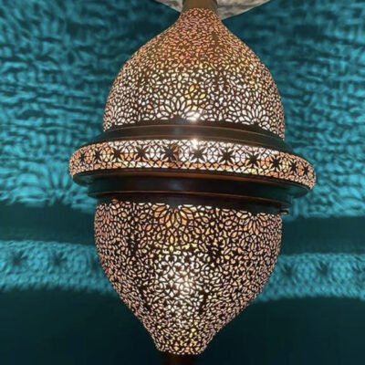 Handmade Moroccan Brass Pendant Lamp – Floral Dome Hanging Light