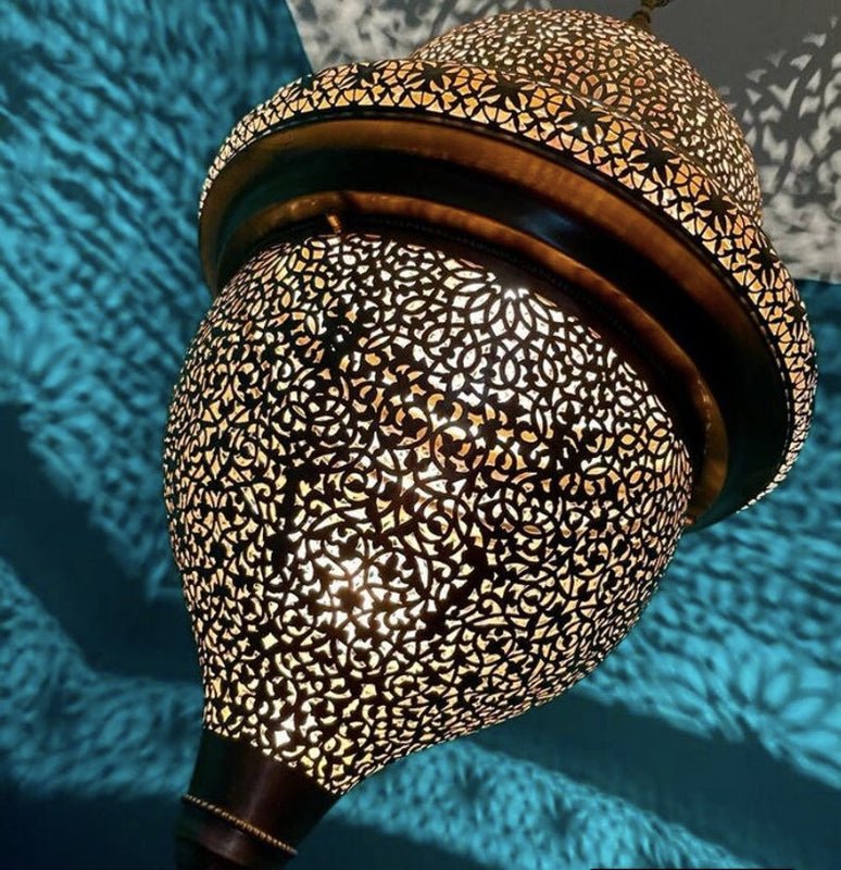 Handmade Moroccan Brass Pendant Lamp – Floral Dome Hanging Light