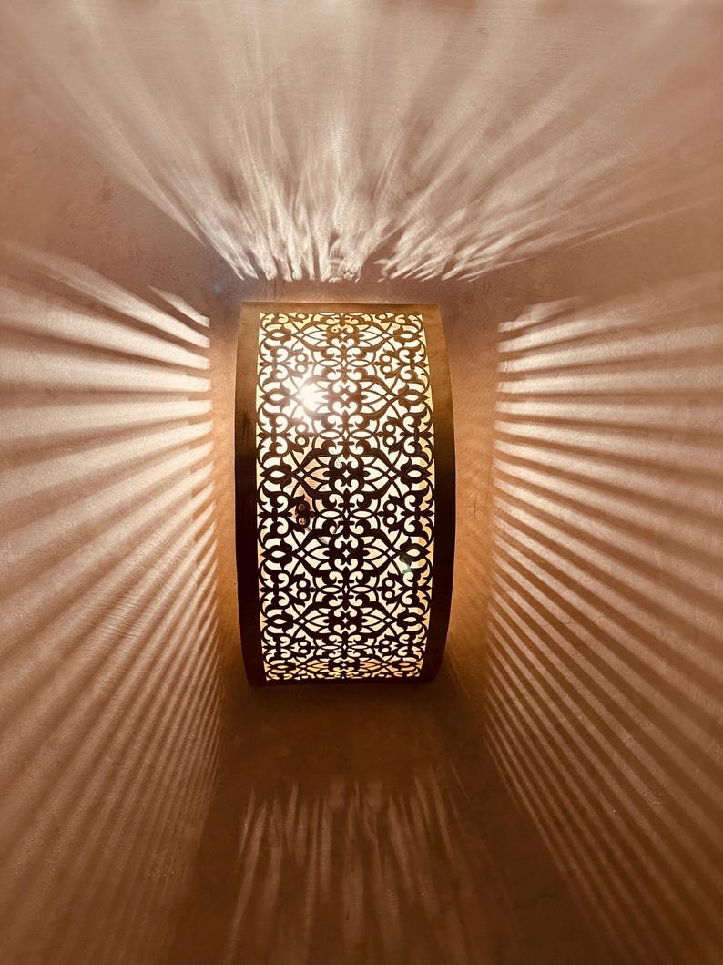 Handmade Moroccan Brass Wall Sconce: Bedroom Lighting