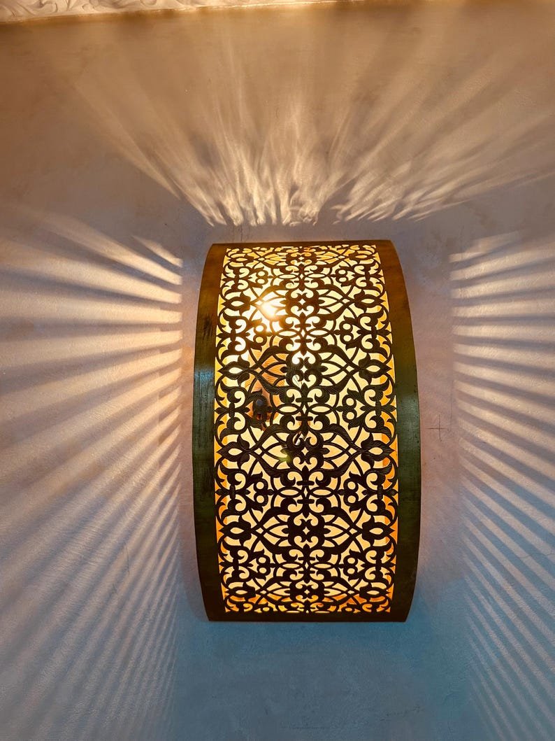 Handmade Moroccan Brass Wall Sconce: Bedroom Lighting