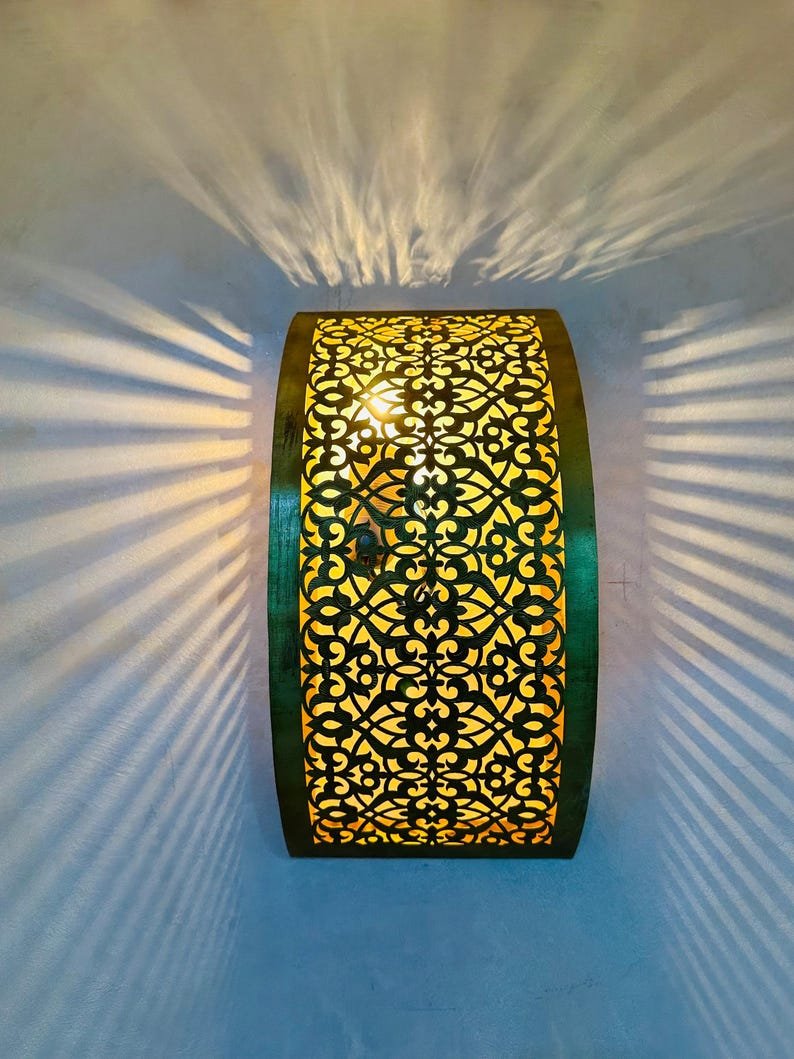 Handmade Moroccan Brass Wall Sconce: Bedroom Lighting