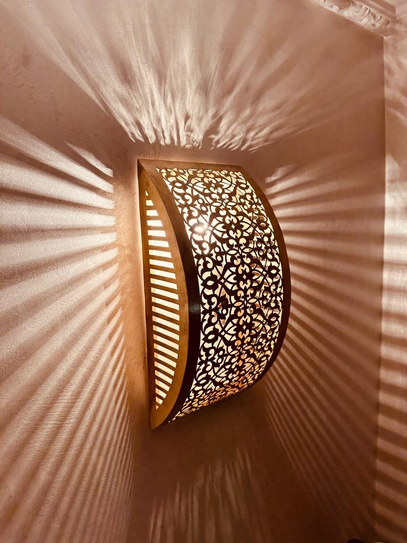 Handmade Moroccan Brass Wall Sconce: Bedroom Lighting