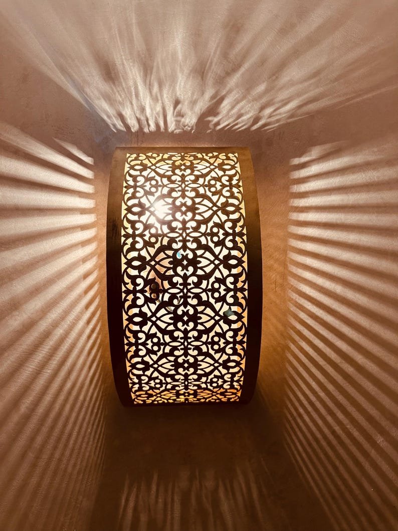 Handmade Moroccan Brass Wall Sconce: Bedroom Lighting
