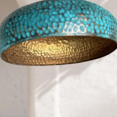 Handmade Blue Patina Brass Pendant Light - Hammered Dome Kitchen Lighting Handmade Blue Patina Brass Pendant Light - Hammered Dome Kitchen Lighting