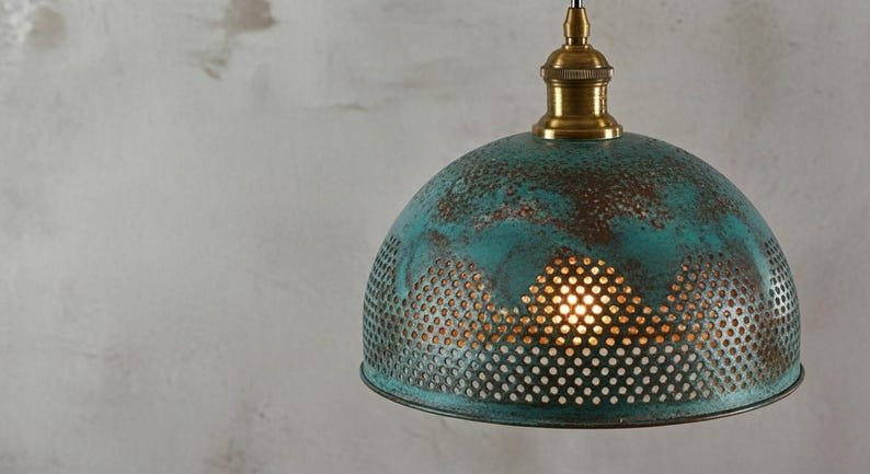 Hammered Copper Dome Pendant Light: Moroccan Boho Lighting