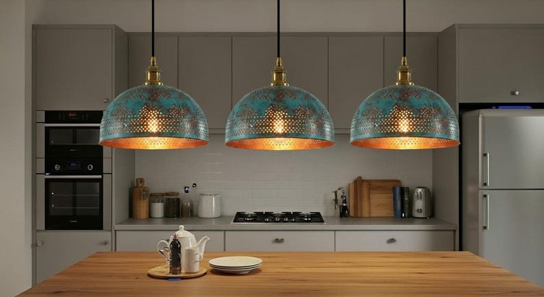 Hammered Copper Dome Pendant Light: Moroccan Boho Lighting