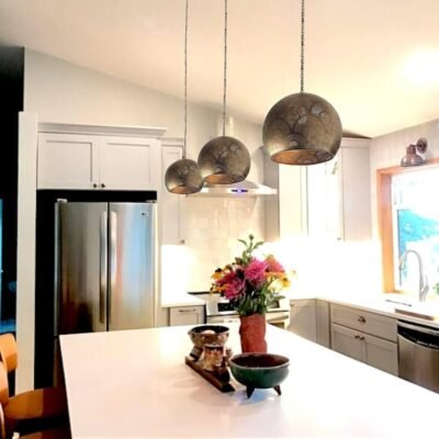 Set of 3 Moroccan Pierced Brass Globe Pendant Lights