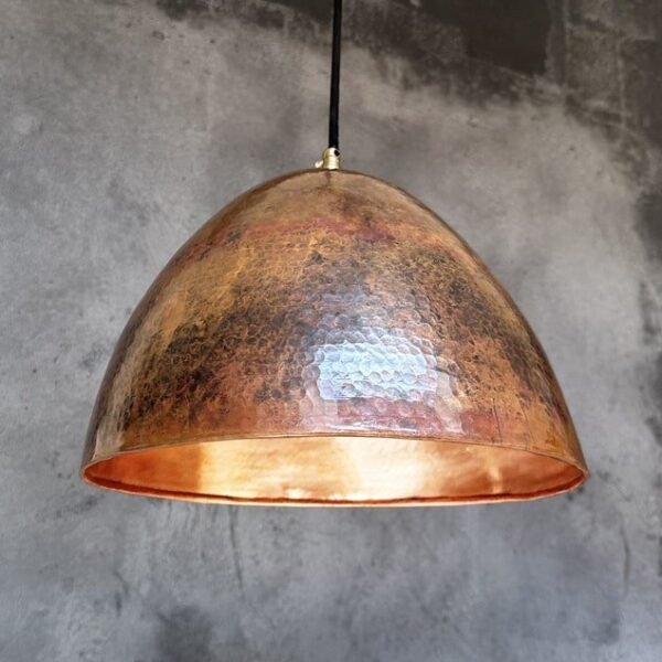 Hammered Copper Dome Pendant Light