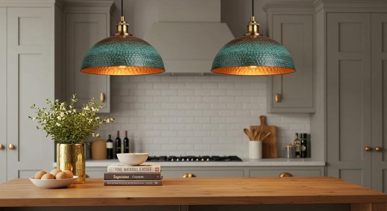 Handmade Moroccan Copper Pendant Light: Farmhouse Kitchen Lighting