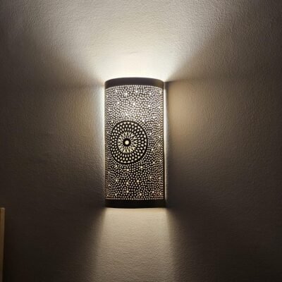 Moroccan Brass Wall Sconce: Handcrafted Lamp, Global Design