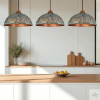 Industrial Copper Pendant Light, Green Patina Copper Pendant Light, Oxidized Copper Island Kitchen Lighting, Rustic chandelier