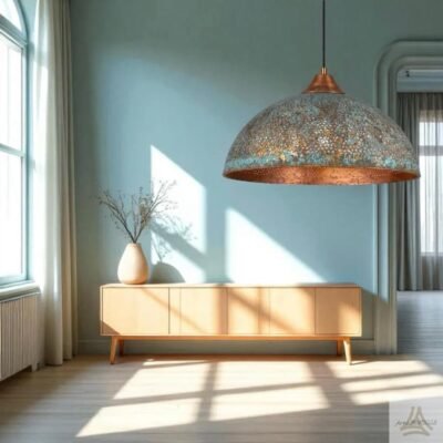 Industrial Copper Pendant Light, Green Patina Copper Pendant Light, Oxidized Copper Island Kitchen Lighting, Rustic chandelier