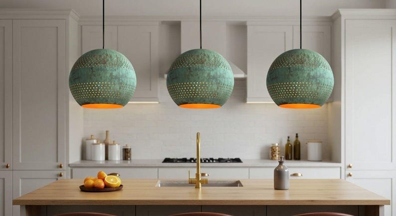 Handmade Moroccan Copper Pendant Light: Hammered Dome Ceiling Lamp