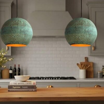 Handmade Moroccan Copper Pendant Light: Hammered Dome Ceiling Lamp