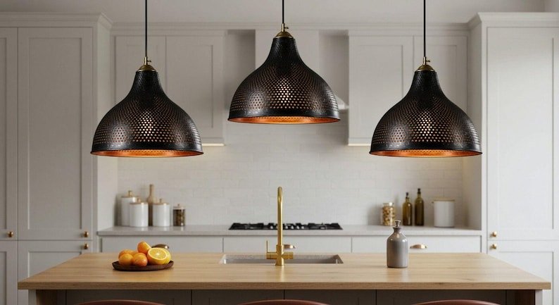 Handmade Moroccan Copper Pendant Light: Hammered Metal Dome Lamp