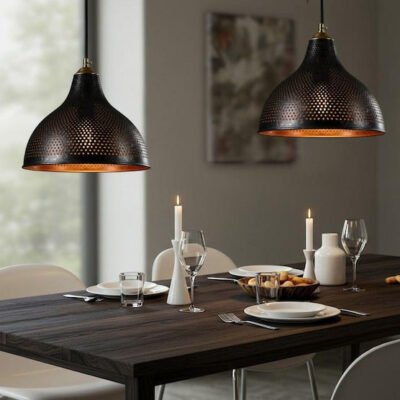Handmade Moroccan Copper Pendant Light: Hammered Metal Dome Lamp