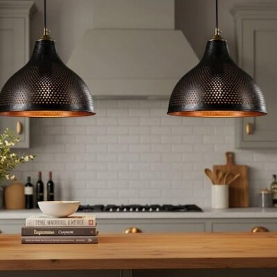 Handmade Moroccan Copper Pendant Light: Hammered Metal Dome Lamp