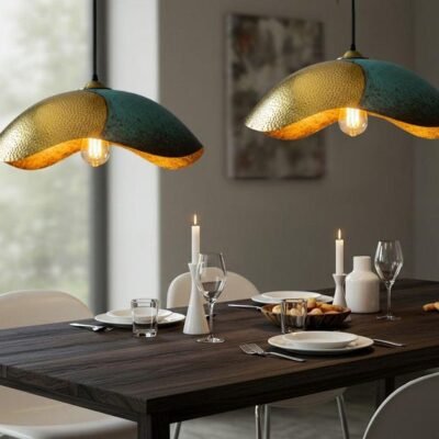 Handmade Moroccan Copper Pendant Light: Perforated Dome Lamp