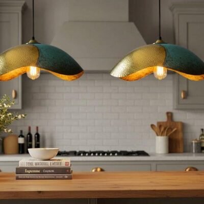 Handmade Moroccan Copper Pendant Light: Perforated Dome Lamp