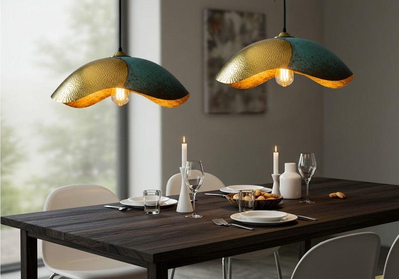 Handmade Moroccan Copper Pendant Light: Perforated Dome Lamp