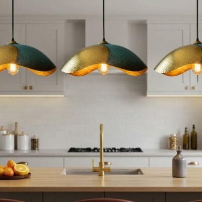 Handmade Moroccan Copper Pendant Light: Perforated Dome Lamp