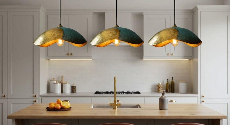 Handmade Moroccan Copper Pendant Light: Perforated Dome Lamp