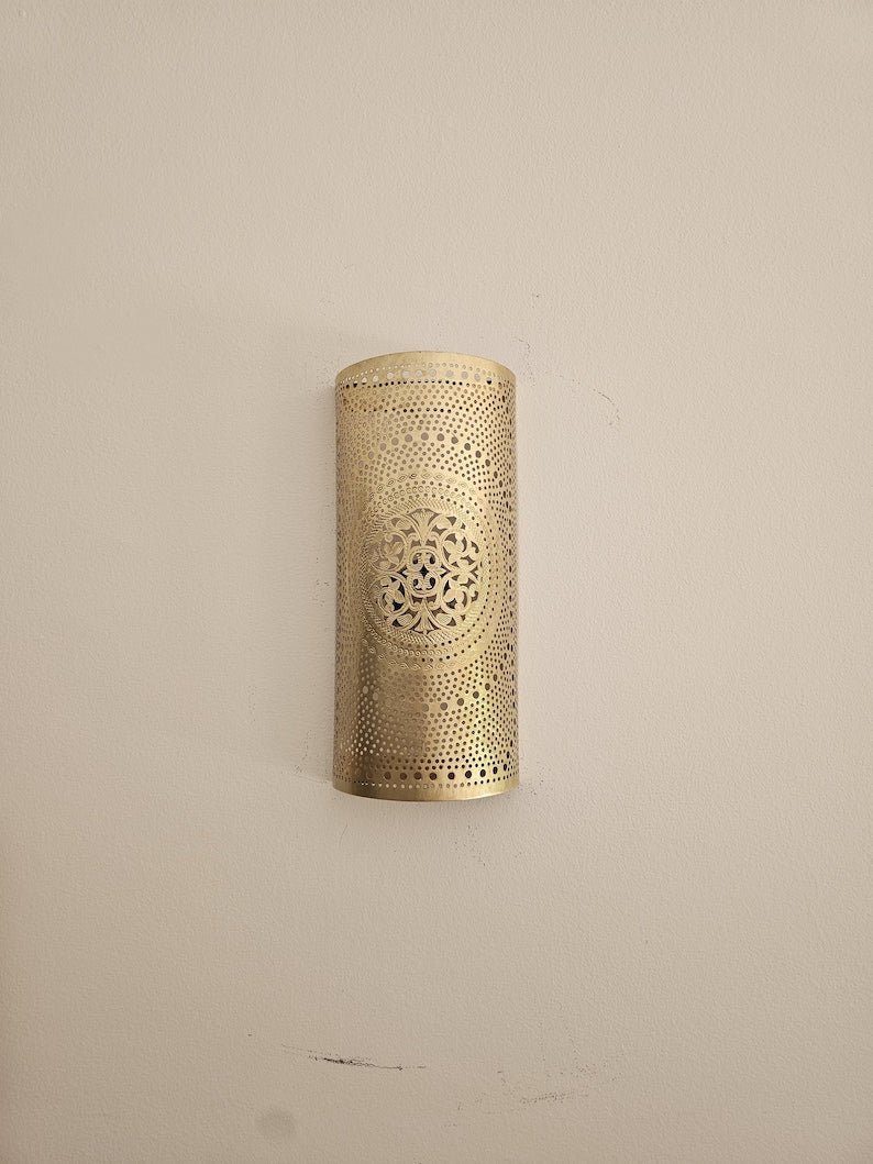 Moroccan Brass Wall Sconce: Handmade Wall Lamp