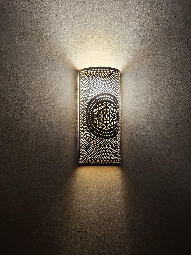 Moroccan Brass Wall Sconce: Handmade Wall Lamp