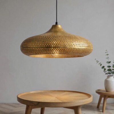 Handmade Moroccan Brass Pendant Light: Dome Ceiling Lamp, Kitchen Island Lighting