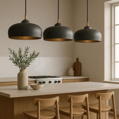 Patina Dome Pendant Light: Brass Farmhouse Kitchen Lighting
