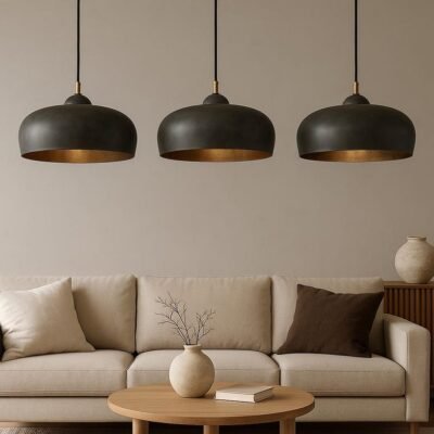 Patina Dome Pendant Light: Brass Farmhouse Kitchen Lighting