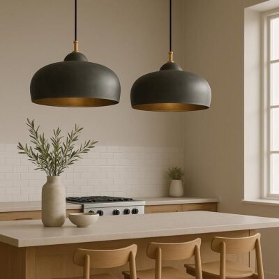 Patina Dome Pendant Light: Brass Farmhouse Kitchen Lighting
