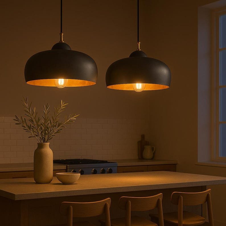 Patina Dome Pendant Light: Brass Farmhouse Kitchen Lighting