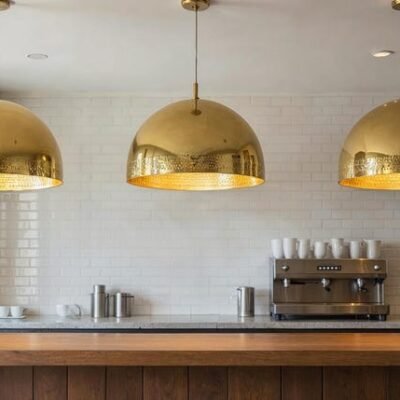Large Brass Dome Pendant Lamp: Moroccan Perforated Ceiling Light
