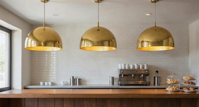 Large Brass Dome Pendant Lamp: Moroccan Perforated Ceiling Light