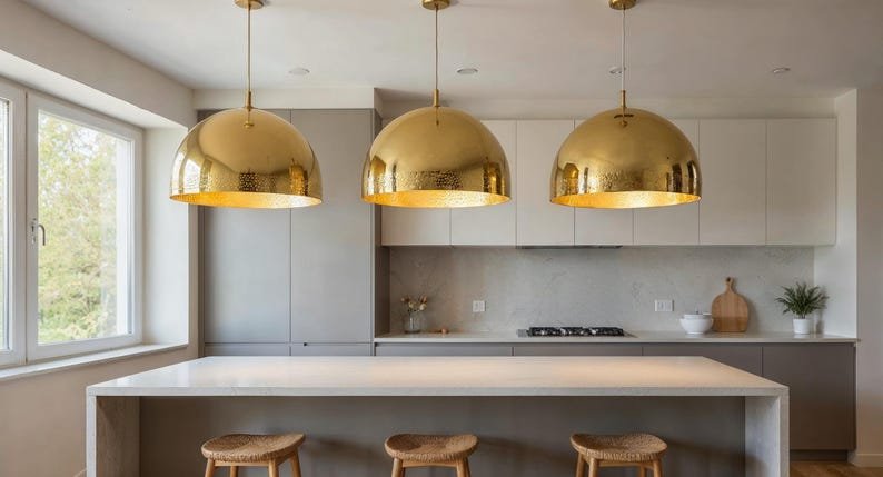 Large Brass Dome Pendant Lamp: Moroccan Perforated Ceiling Light