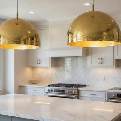 Large Brass Dome Pendant Lamp: Moroccan Perforated Ceiling Light