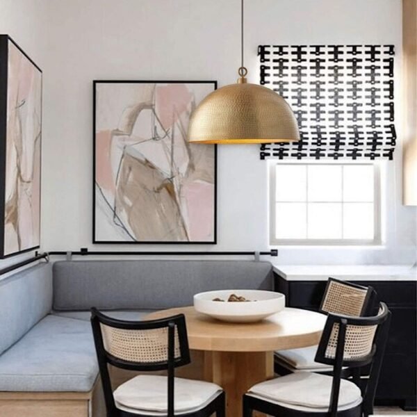 Modern Hammered Brass Dome Pendant